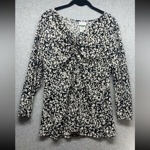 SMITH Black and Cream Patterned Blouse